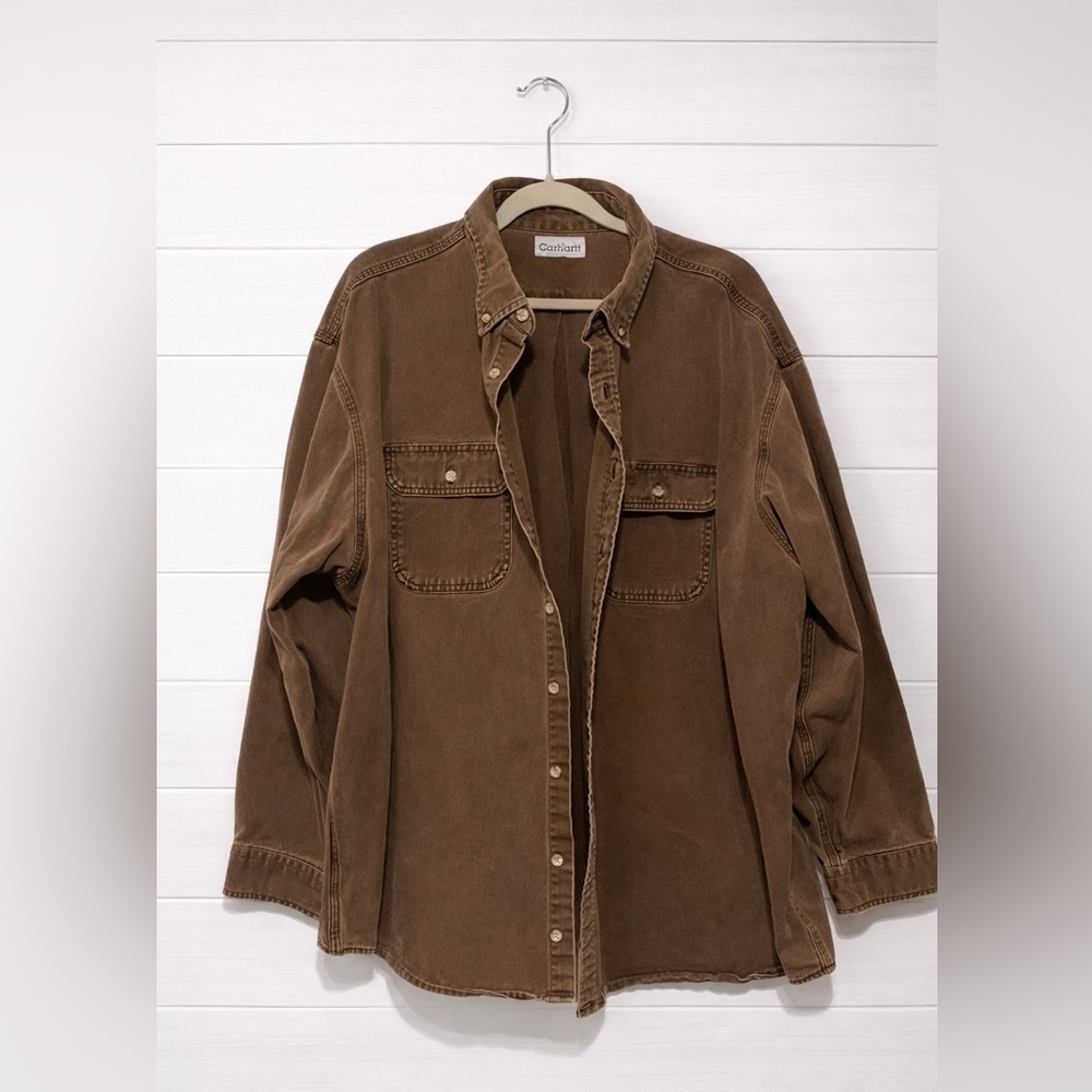 Carhartt Men’s Button Up, Long Sleeve, Walnut Brown